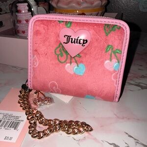 Juicy Couture RETRO Juicy Cherry Small ZA with Back ID Organizer Pink Lemonade